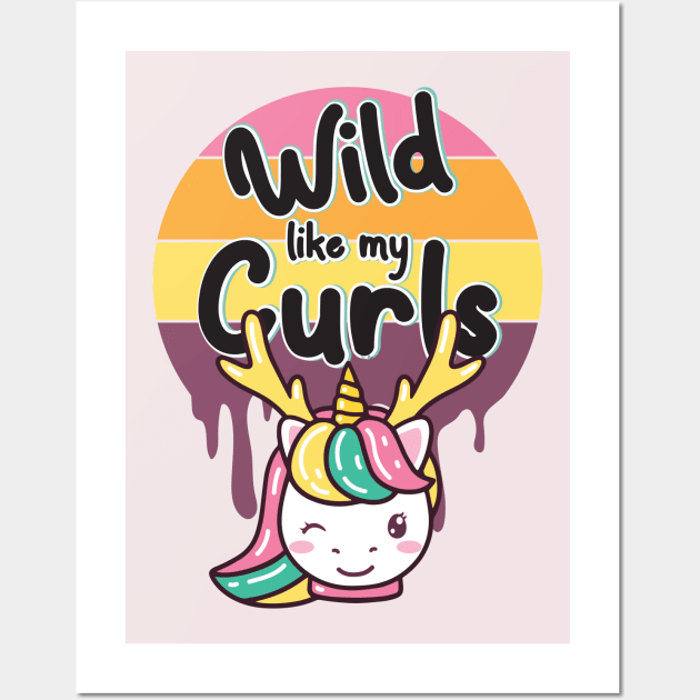 Wilds Like My Curls Toddler Cute Unicorn Curly Haired Wall Art by alcoshirts